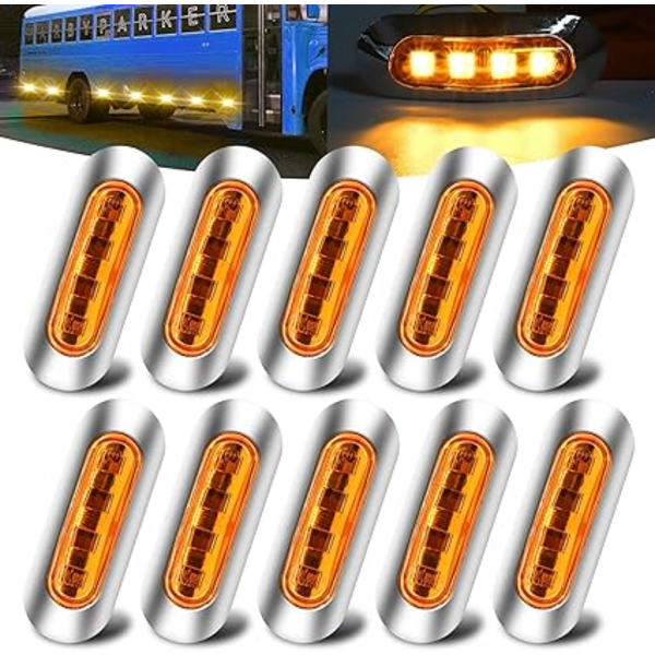 10 kpl Amber sivuvalaisin, DC 12V-24V LED sivuvalaisin indikaattori