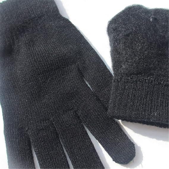 Vintervarme Bløde Fingerløse Handsker, Unisex Voksen Strikket Handsker - Sort