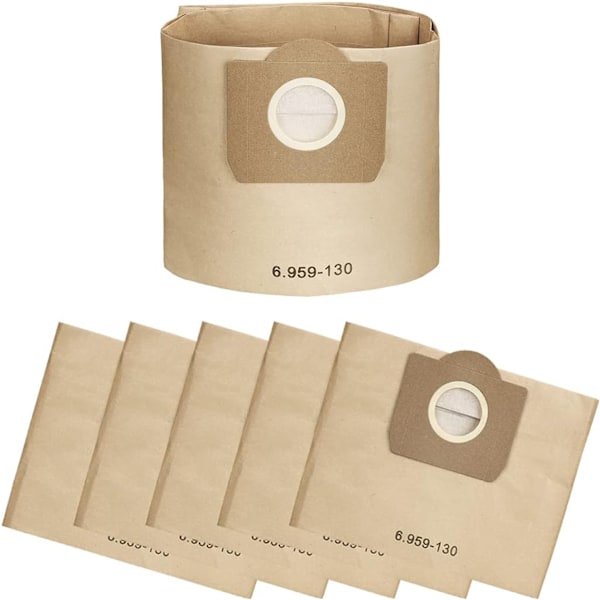 Dammsugarpåsar, 5-pack raka dammsugarpåsar för Karcher WD3, WD 3 Premium, WD3200, WD3500P, A2204, A2204, A2534, SE4001 (5-pack)