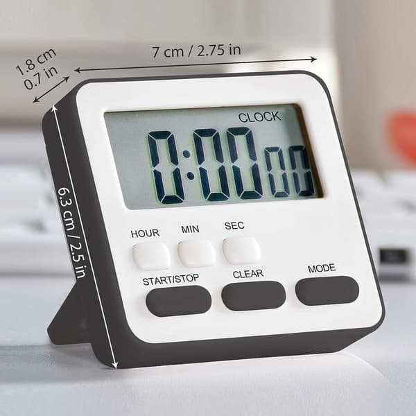 24-timmars digital kökstimer, stor display, ljudlarm (svart)