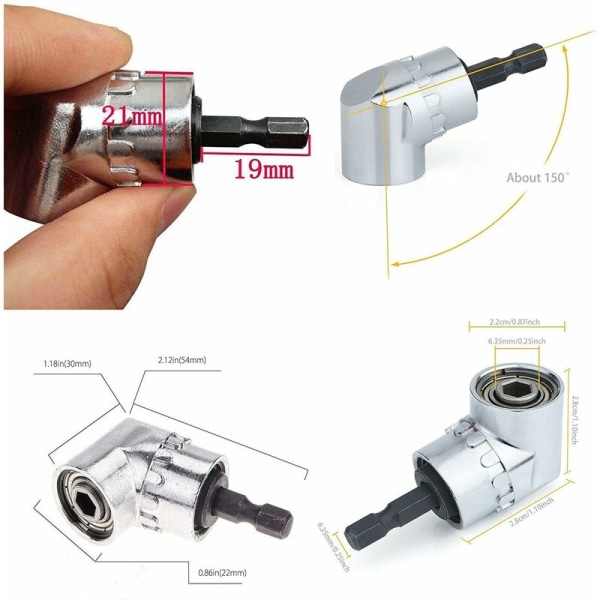 Sokkel- og sett 105 graders rettvinklet drillbit-driveradapter