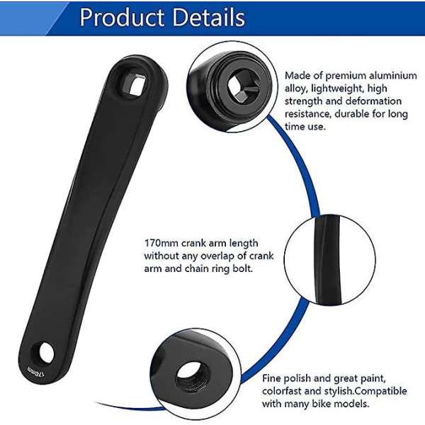 Sykkelkrankarm, Universal 170mm Aluminiumlegering Venstre Enkelt Kjede
