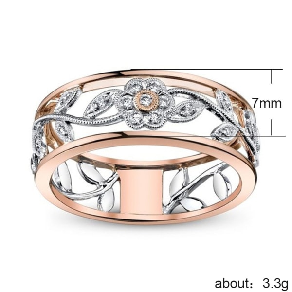 Exquisite Women's Floral Ring Proposal Gift Two Tone Diamond Jewe