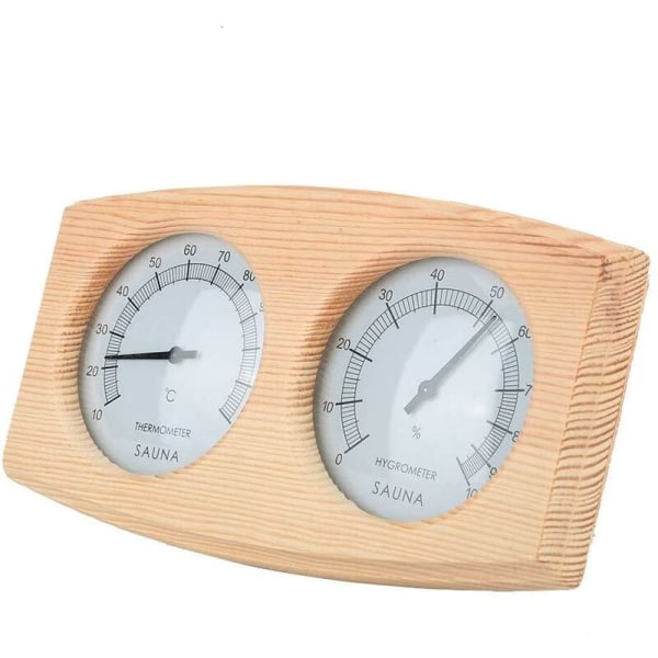 Saunatermometer i træ, saunatermometer og hygrometer 2 i 1
