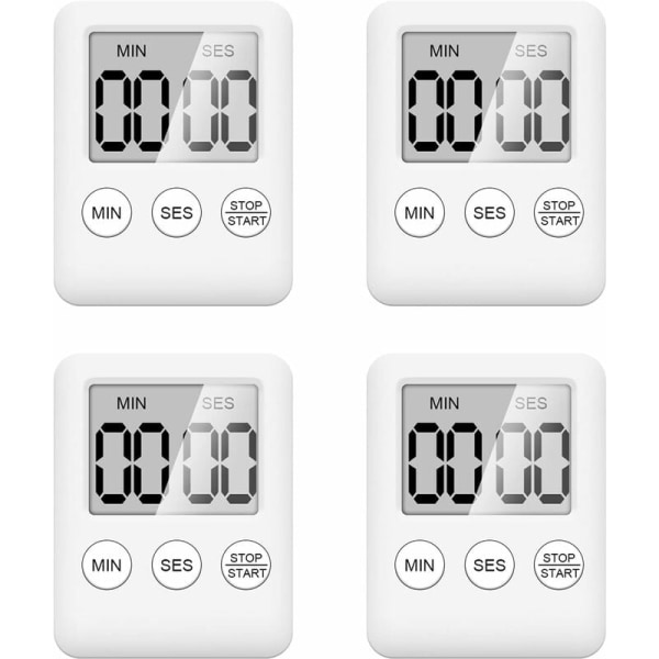 4-pack kökstimers - Digital timer med magnet - Nedräkningstimer
