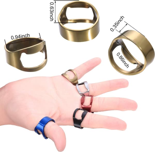 5 stk. Ring Corkscrew i rustfrit stål til øl, farvet finger C