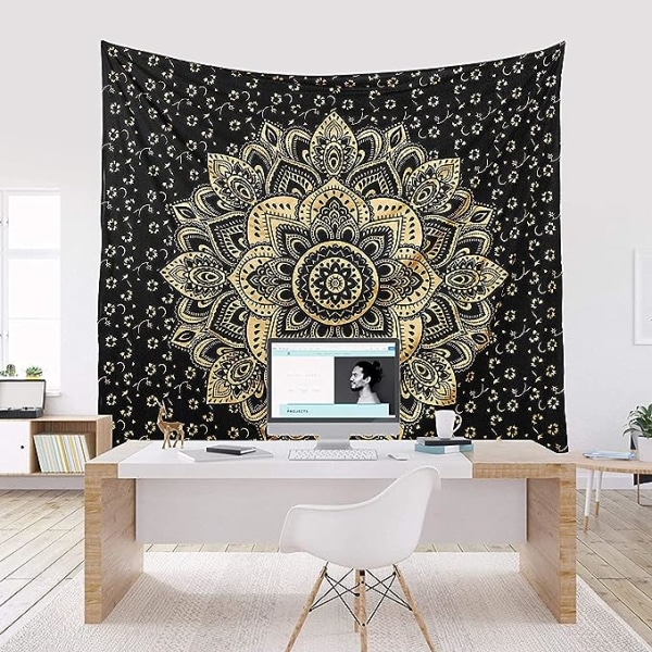 Guld Mandala Gobeläng Sovrum Estetik - Indie Väggbonad Hip
