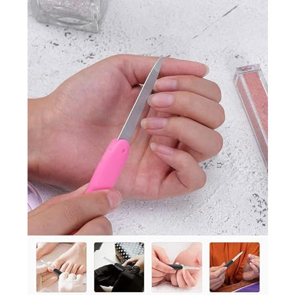 6 st Fällbara Nagelfilar Nagelkonstverktyg Stor Nagelfil Metall Nagelpolsverktyg Trimmande Nagelfil (Svart och Rosa)