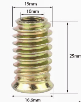 Pakke med 20 stk M10 gjengede sekskantsmutter, innsatsmutter sortiment (M10*25mm)