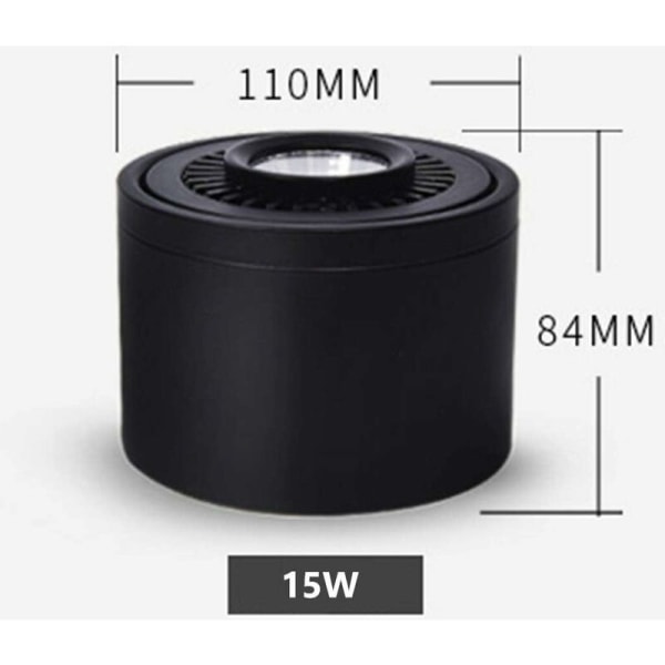 15W Svart Taklampe 1 LED Spotlights Justerbar Taklampe