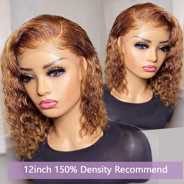 Short Human Hair Curly Bob Lace Front Wigs with Baby Hair for Bla