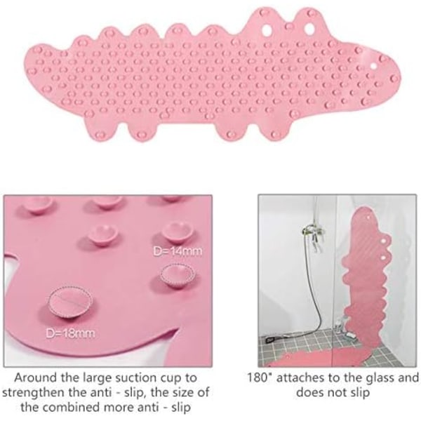 Badmatta halkfri duschmatta - badrum duschfotmatta barnens tecknade badmatta med sugkopp 95*34.5cm rosa