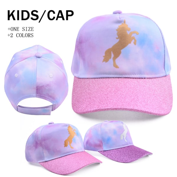 Flickebasbollhatt Tie-Dye Unicorn Hattar för Flickor Justerbar Barn
