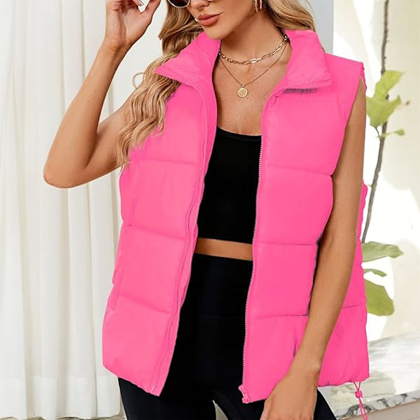 (M)Dunjakkevest til kvinder - Veste til overtøj, Oversized, Ærmeløs, Lynlås, Polstret, Stående krave, Jakke, Frakke, Varmt