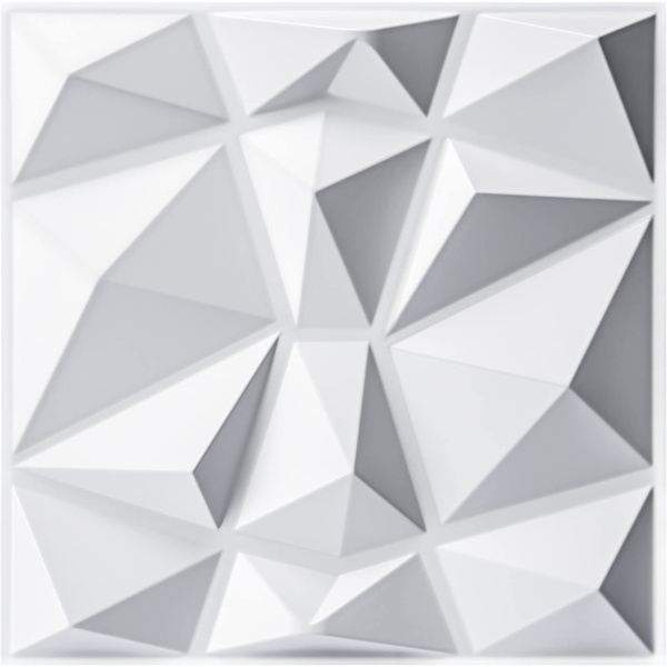 1 stk. Diamantformet 3D dekorative vægpaneler, mat hvid 30,5 x