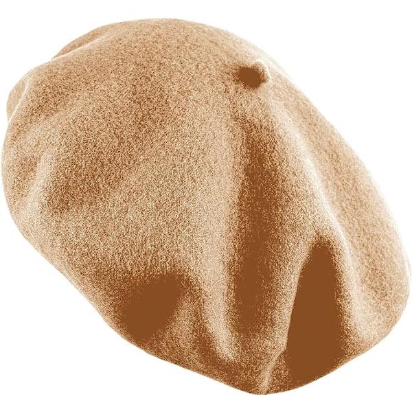 Dam Beret i Ull Fransk Solid Vinter Varma Mössa