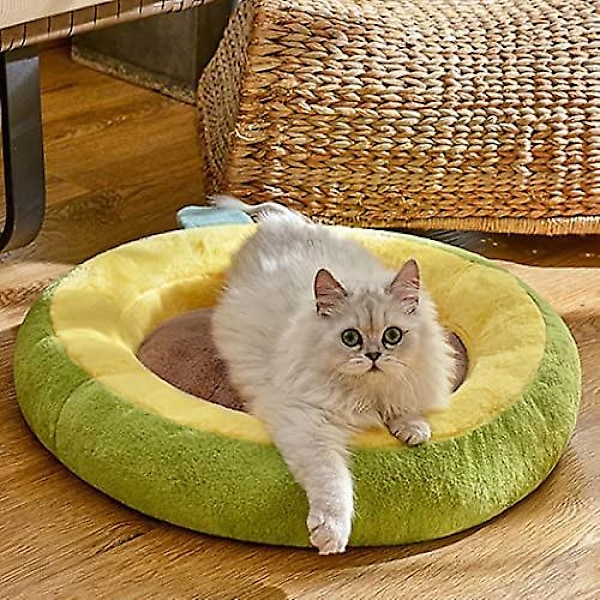 Rund kattesengpute - Myk og koselig kattepute Donut kattunge sovende