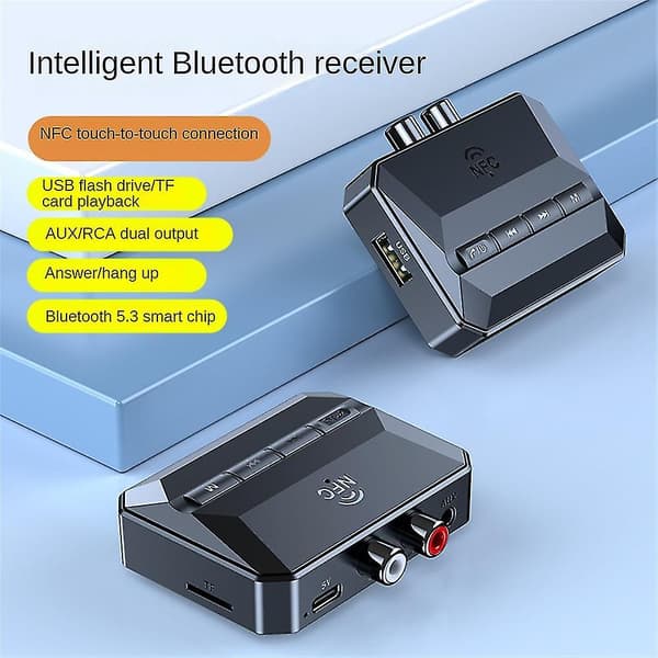 Bluetooth 5.3 Trådløs Lyd Sender Mottaker HiFi Musikk Adapter AUX RCA NFC