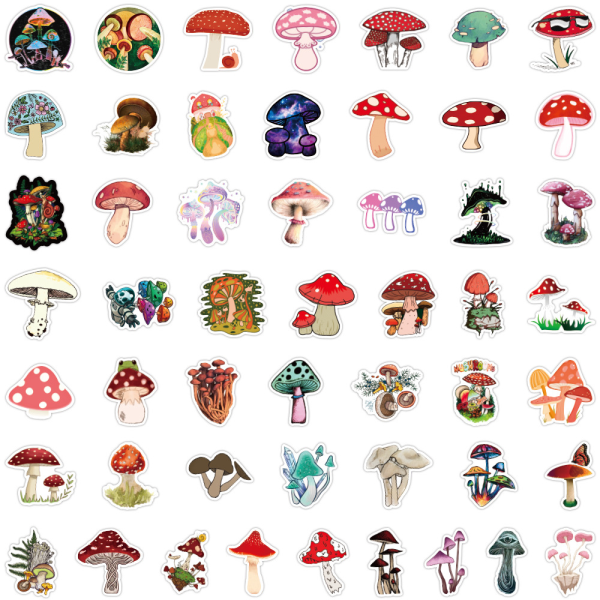 50 pcs Aesthetic Mushroom Stickers Pack for Water Bottle,Cute Vinyl Waterproof D