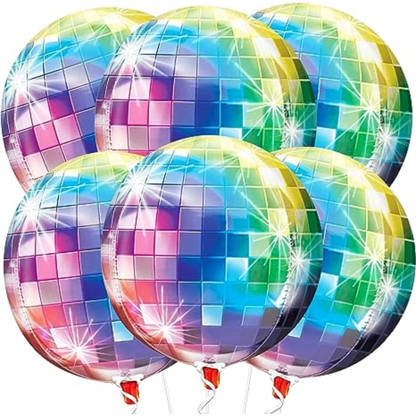 Store ballonger 22 tommer - Pakke med 6 | Flerfarget, 4D diskoballonger