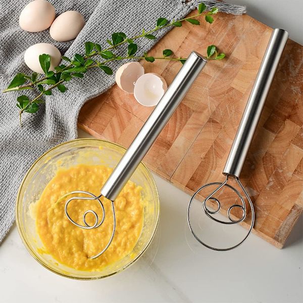 Dejgpisk, 2 pak 304 rustfrit stål dejpisk, håndmixer til brøddej, kagefremstilling til bagning, pizzadæks