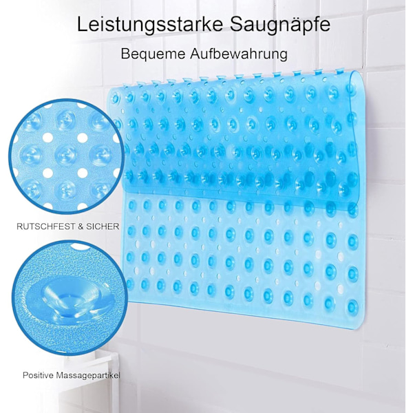 Halkskyddad Duschmatta BPA-fri Latexfri Mögelresistent Maskintvättbar Blå 53 x 53 cm