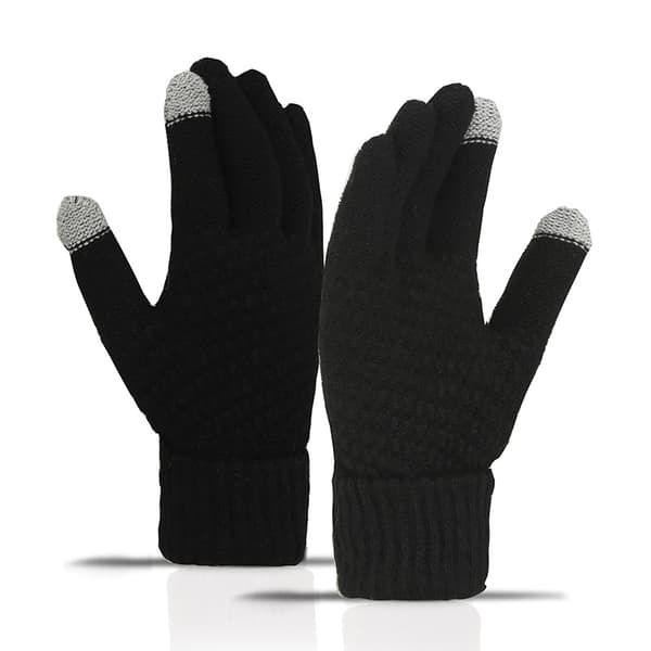 Vinterhandsker til kvinder med touchskærm, termiske handsker med elastisk håndled, 4 par, sort