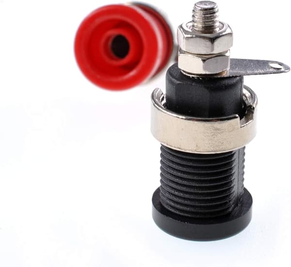 Pakke med 10 4mm Bananstik, Forbindelsesterminaler med Beskyttelse (5 Røde + 5 Sorte)