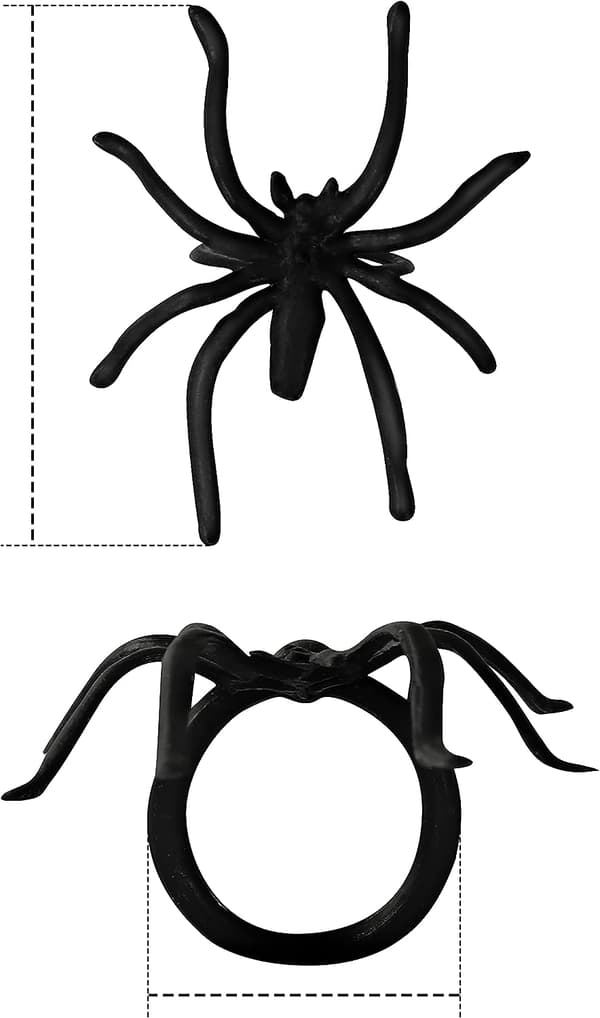 Edderkop Ringe 200 Stykker 1,96\" (Ca. 4,4 cm) Sorte Plast Edderkop