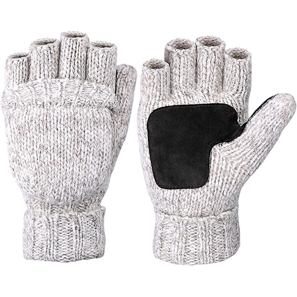Vinter Stickade Konvertibla Fingerlösa Vantar Ull Vantar Varma Mi