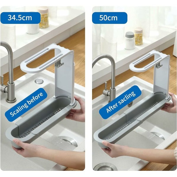 Diskho-svamp hållare kök diskho arrangör multifunktionell diskho rack utdragbar diskho rack kök diskho förvaring kök diskho diskhanddukar kök diskho förvaring grå vit 34-50cm
