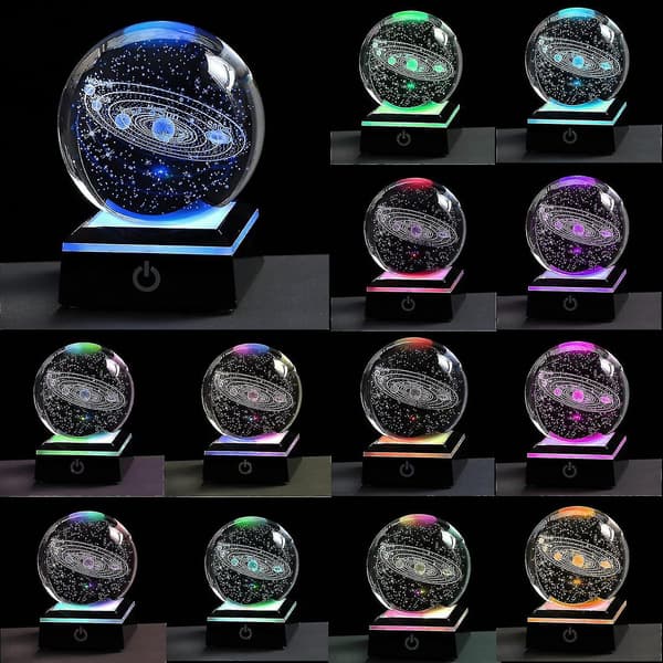 3D-modell av solsystemets planeter med LED-bas - Dekorativ prydnad för hemmet - Astronomipresenter - Julklapp