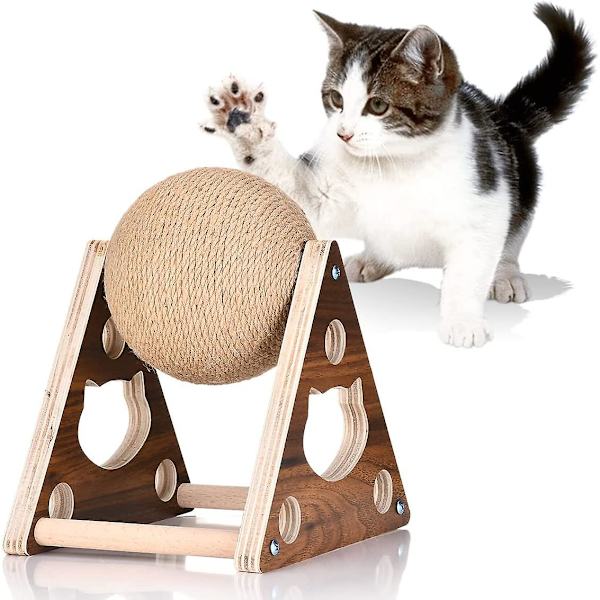 Kattleksak Skrapstolpe Cat Scratch Matta Trä Basboll Playgro