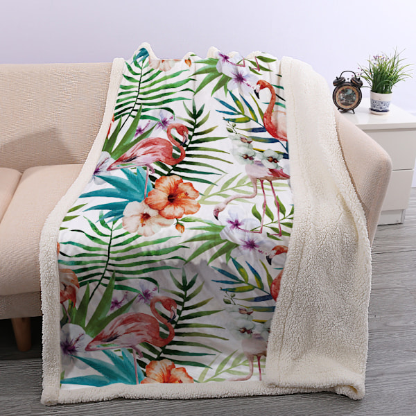 100*150cm Flamingo Sherpa Pläd Kast Teckning Mysig Lätt Hållbar Säng Soffa Pläd för Soffa Stol Säng Barnpresent Kvinnor