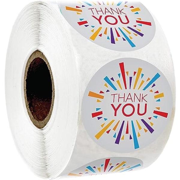 Thank You Label Sticker 1" Rund Multi Color Fancy Design 500 Labels per Roll fo