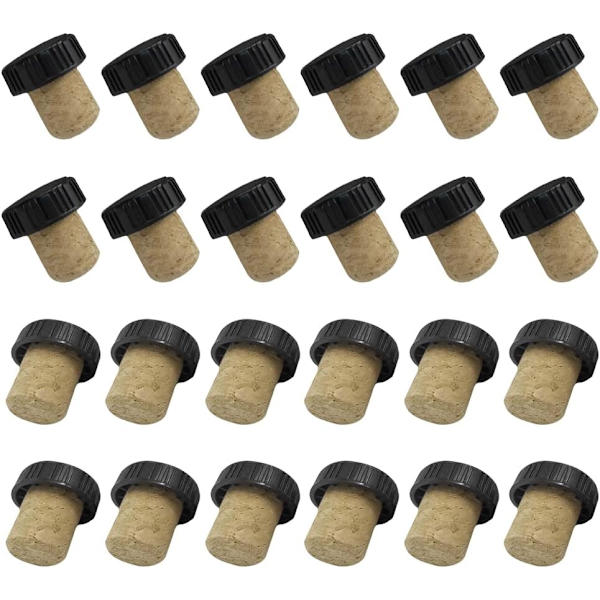24-pack T-formade flaskkorkar Återanvändbara Vinkorkar Champagne Öl Korkar (Svart+Trä)
