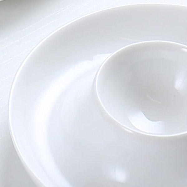 4 Stk. Porselen Eggkopp Eggeholder, Hvit Keramisk Eggkopp, Frokost Eggkoppbrett, Egnet for Hjemmekjøkken Restaurant Baking (Hvit)