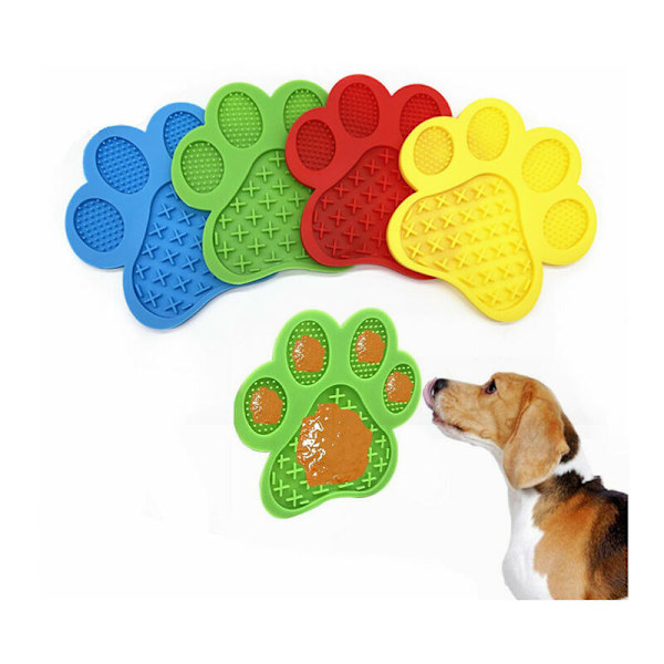 Slikke Måtte til Hunde, Langsom Foder Slikke Måtte, Langsom Spisning med Super Sugeskop til Slikning af Jordnøddesmør, Kæledyr Bad, Pleje 18CM×19CM-Rød