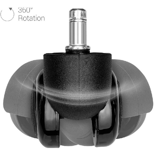 Sett med 5 kontorstolhjul 10mm x 22mm - - Harde gulvhjul opptil 175kg - - Svingbare stolhjul - - Enkel verktøyfri installasjon