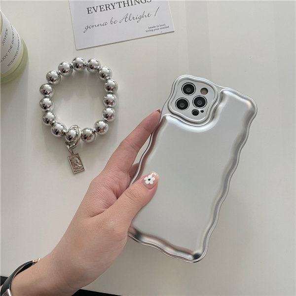 Yhteensopiva iPhone 14 Pro Max -kotelon kanssa Valkoinen rannekoru 3D Glitter
