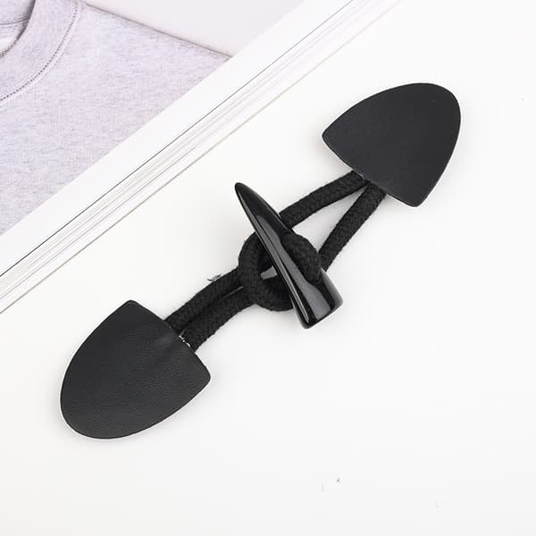 Par Horn Toggle Knapper Duffelcoat Spenne Knapper Fancy Knapper, Svart, 16x4cm