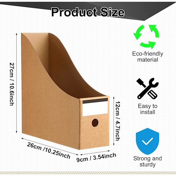 2 st tidningshållare, 26 cm x 9 cm kartong kraft tidningshållare