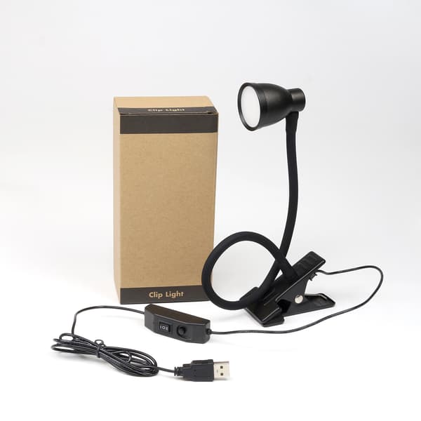 LED-klemmebordlampe, læselampe 3 tilstande (sort)