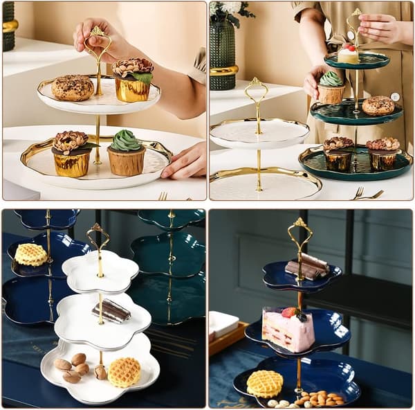 Flersidig kakefatstativ kakefatstativ dessert serveringsfat kopp