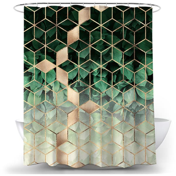 Geometrisk grön marmor duschdraperi 100 x 180 cm duschdraperi