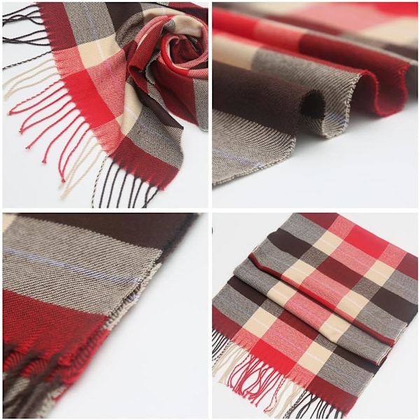 Stor Størrelse Kvinder Mænd Sjal Vinter Varmt Kashmir Imitation Tartan Blødt Sjal Tyk Trøje Shawl Mode Sjal Unisex Julegave, 185*33cm