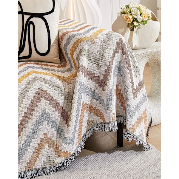 Jianju Wave Pattern Heart Sea Pattern Sofa Blanket Vardagsrum soffbord soffbord filt Geometrisk Splicing Pattern Mjuk inredning, 130*180