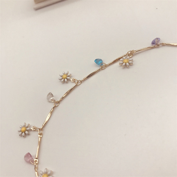 Boho värikäs helmillä koristeltu söpö Daisy kukka jalokivi riipus kaulakoru solisluu ketju naiset