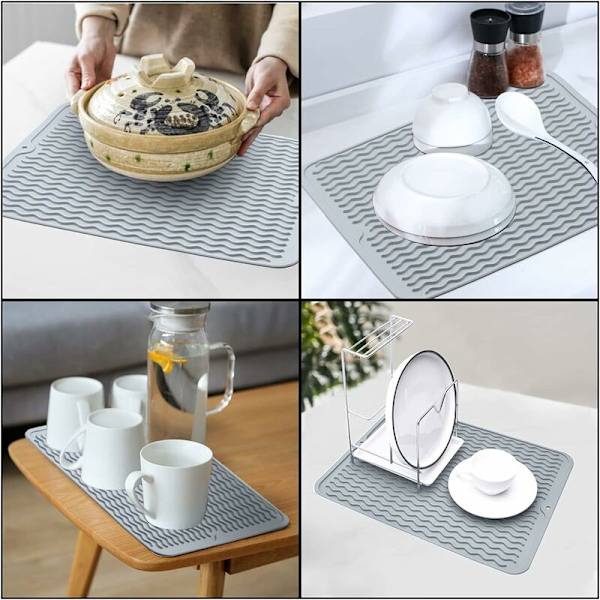 1 st Dish Drying Mat i silikon, diskställ för diskho, för kök