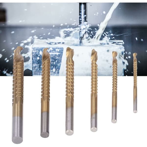 6 stk. Drill Chuck Trebearbeiding Serrated Drill Bit Høyhastighetsstål